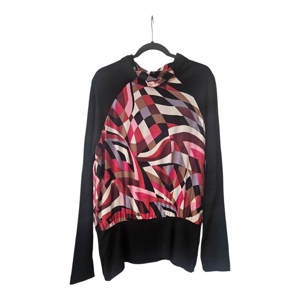 Garnish PDX Womens L Top Pullover Multicolor Band Waist USA Silk Bamboo